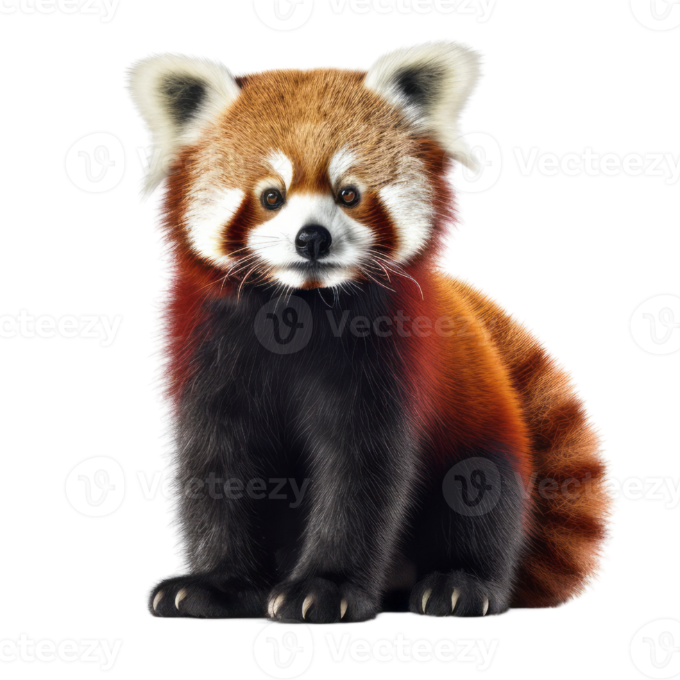 Illustration painting of cute red panda isolated transparent background, Digital art, , png