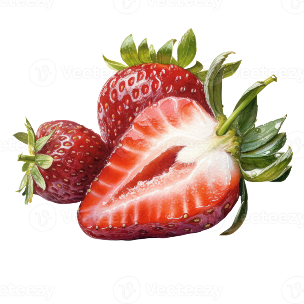 Strawberry watercolor Hand draw painting isolated on transparent background. . . png