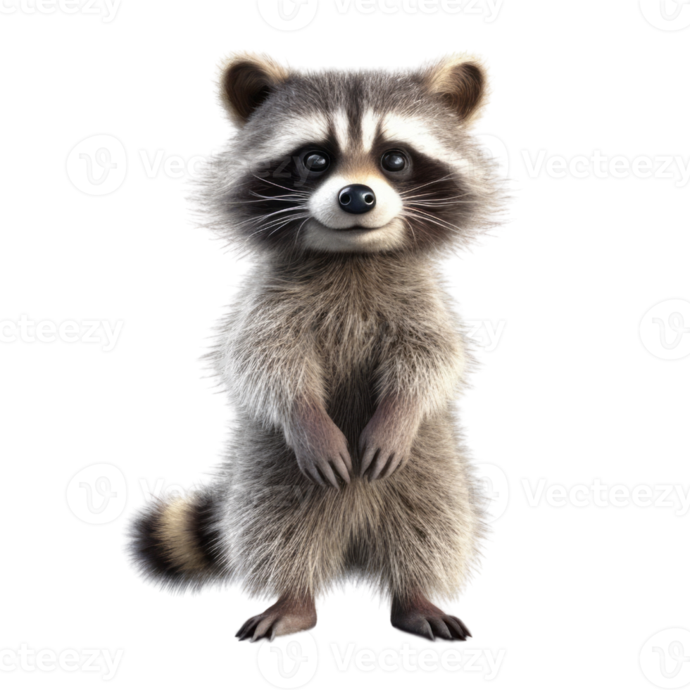 Illustration painting of cute raccoon isolated transparent background, Digital art, , png