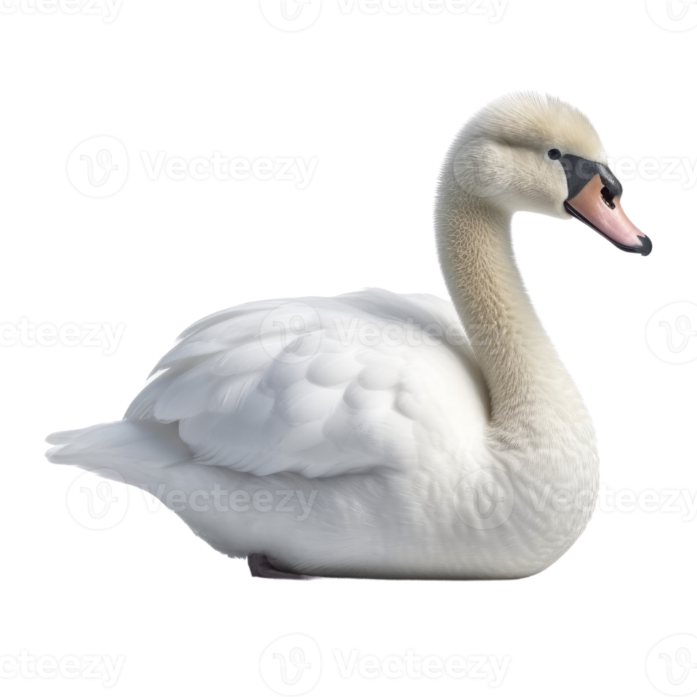 Illustration painting of cute swan isolated transparent background, Digital art, , png