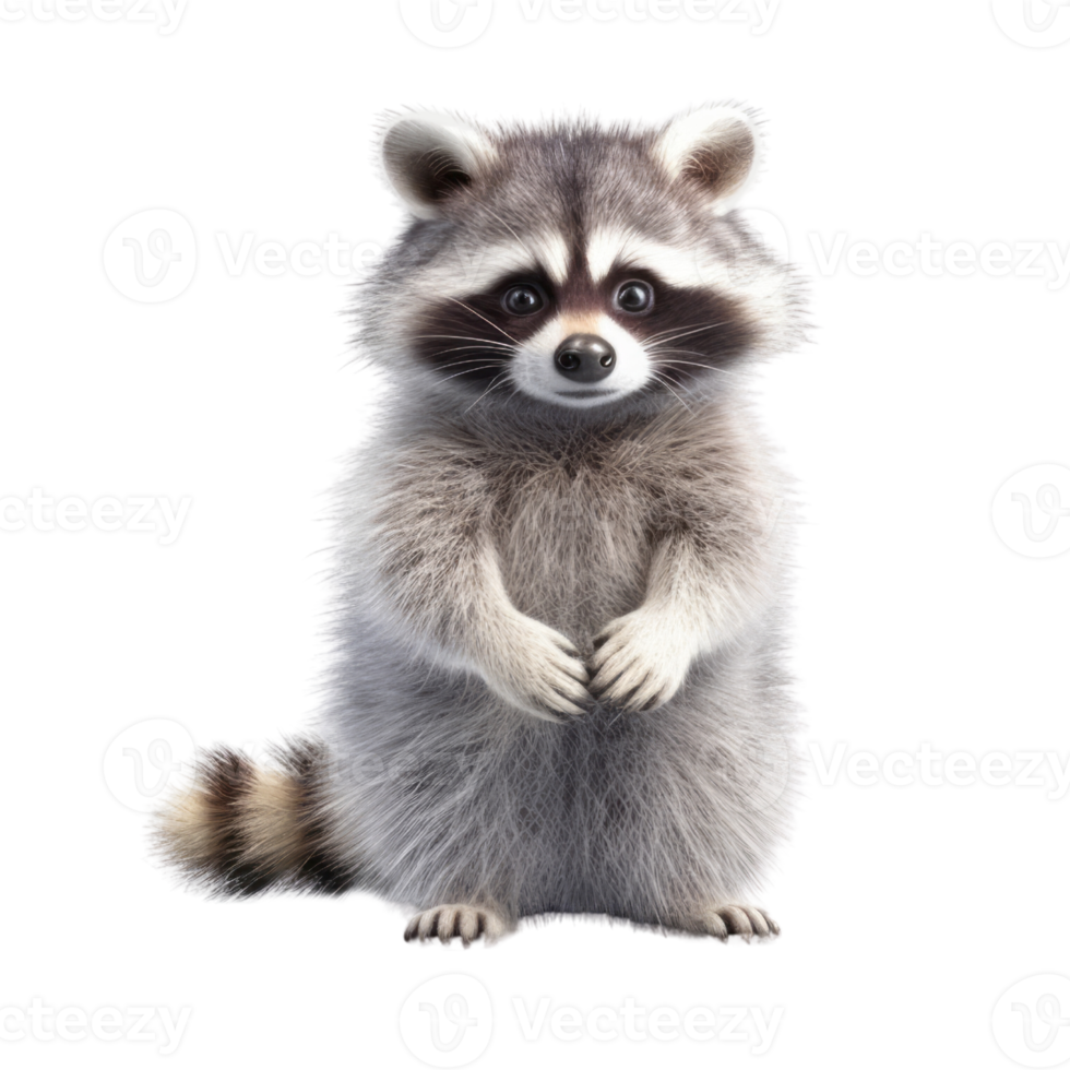 Illustration painting of cute raccoon isolated transparent background, Digital art, , png