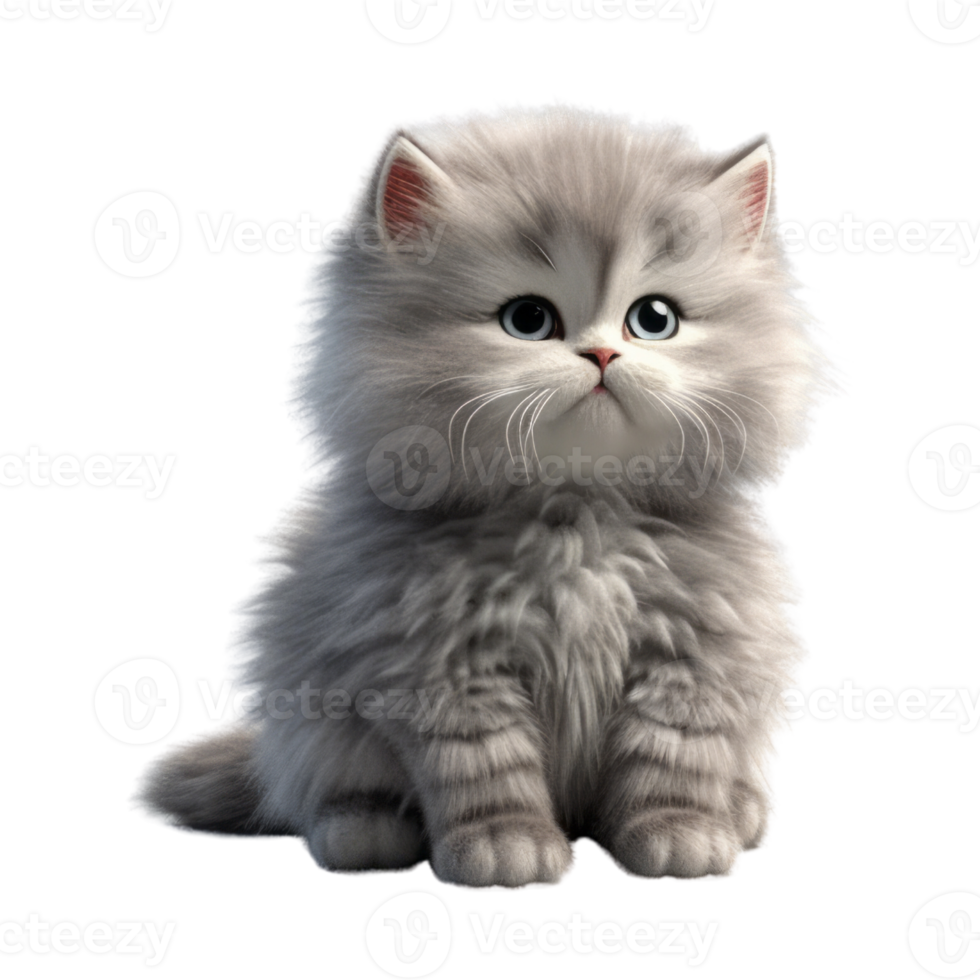 Illustration painting of cute cat isolated transparent background, Digital art, , png