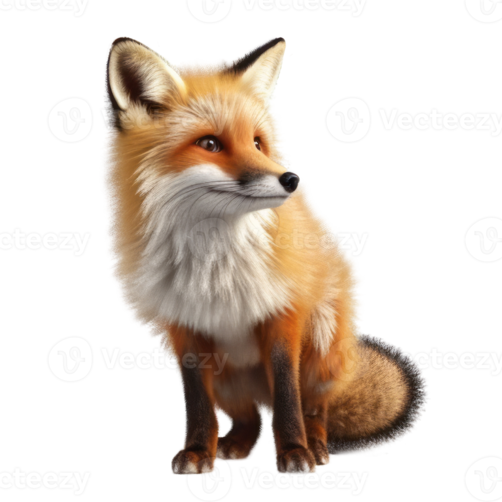 Illustration painting of cute fox isolated transparent background, Digital art, , png