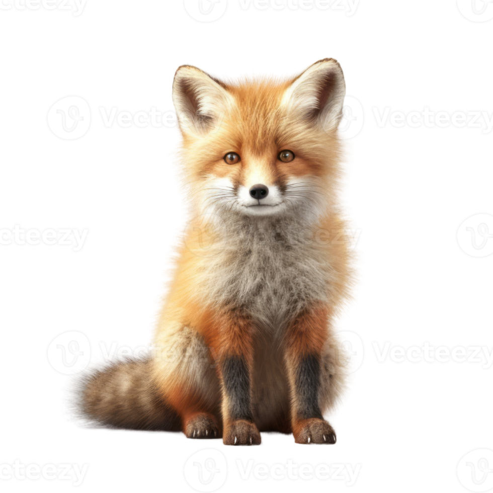 Illustration painting of cute fox isolated transparent background, Digital art, , png