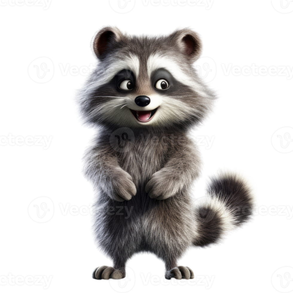 Illustration painting of cute raccoon isolated transparent background, Digital art, , png