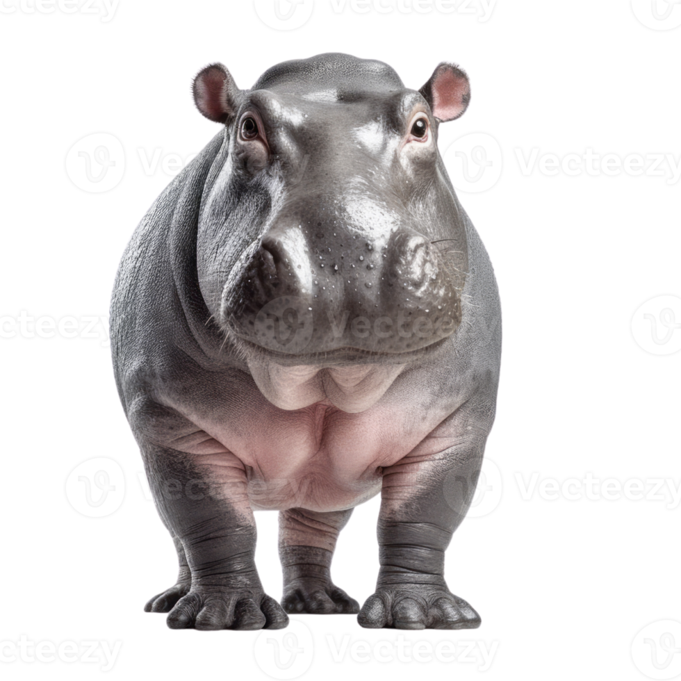 Illustration painting of cute Hippopotamus isolated transparent background, Digital art, , png