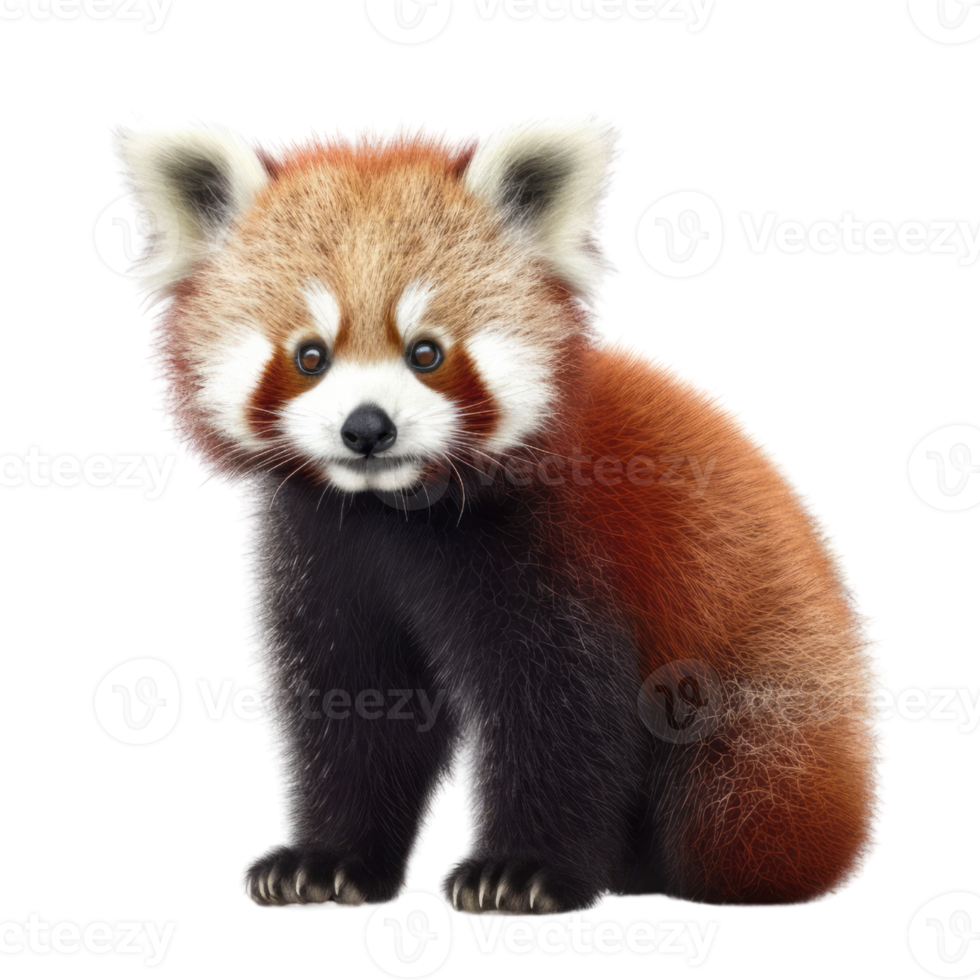 Illustration painting of cute red panda isolated transparent background, Digital art, , png