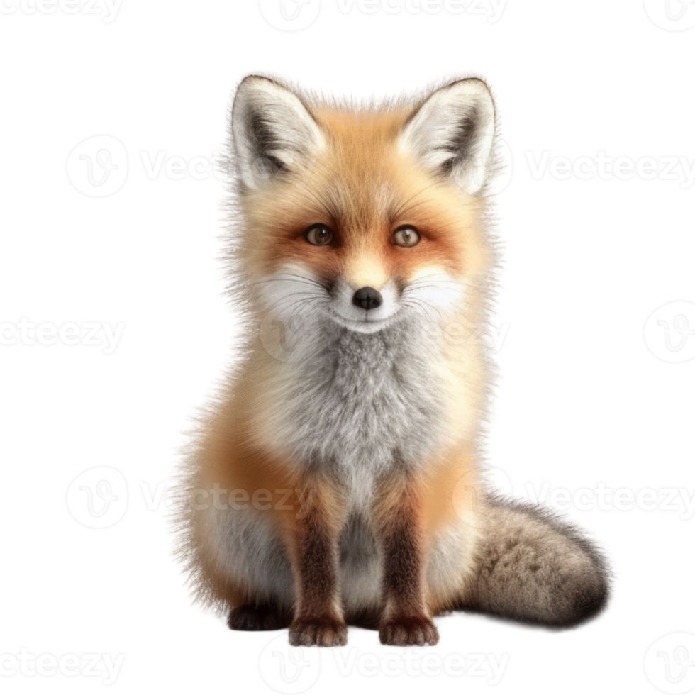Illustration painting of cute fox isolated transparent background, Digital art, , png