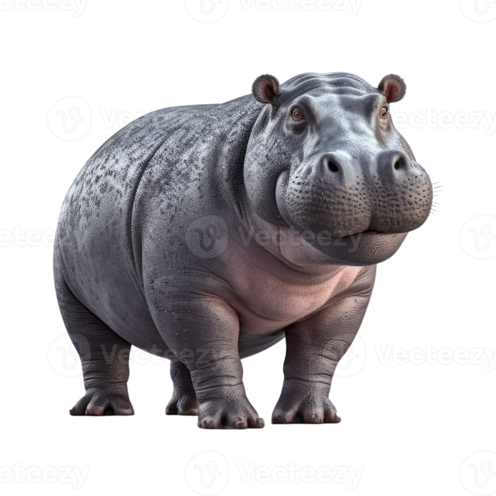 Illustration painting of cute Hippopotamus isolated transparent background, Digital art, , png