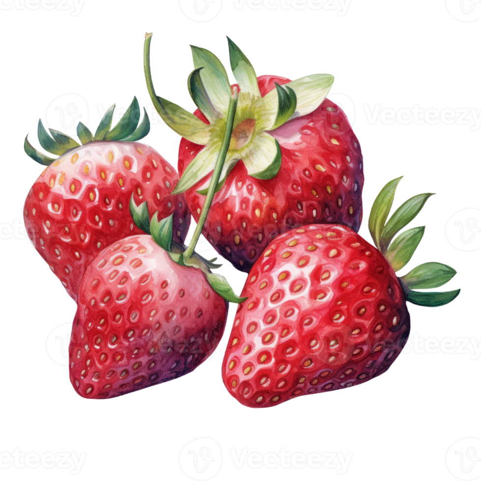 Strawberry watercolor Hand draw painting isolated on transparent background. . . png