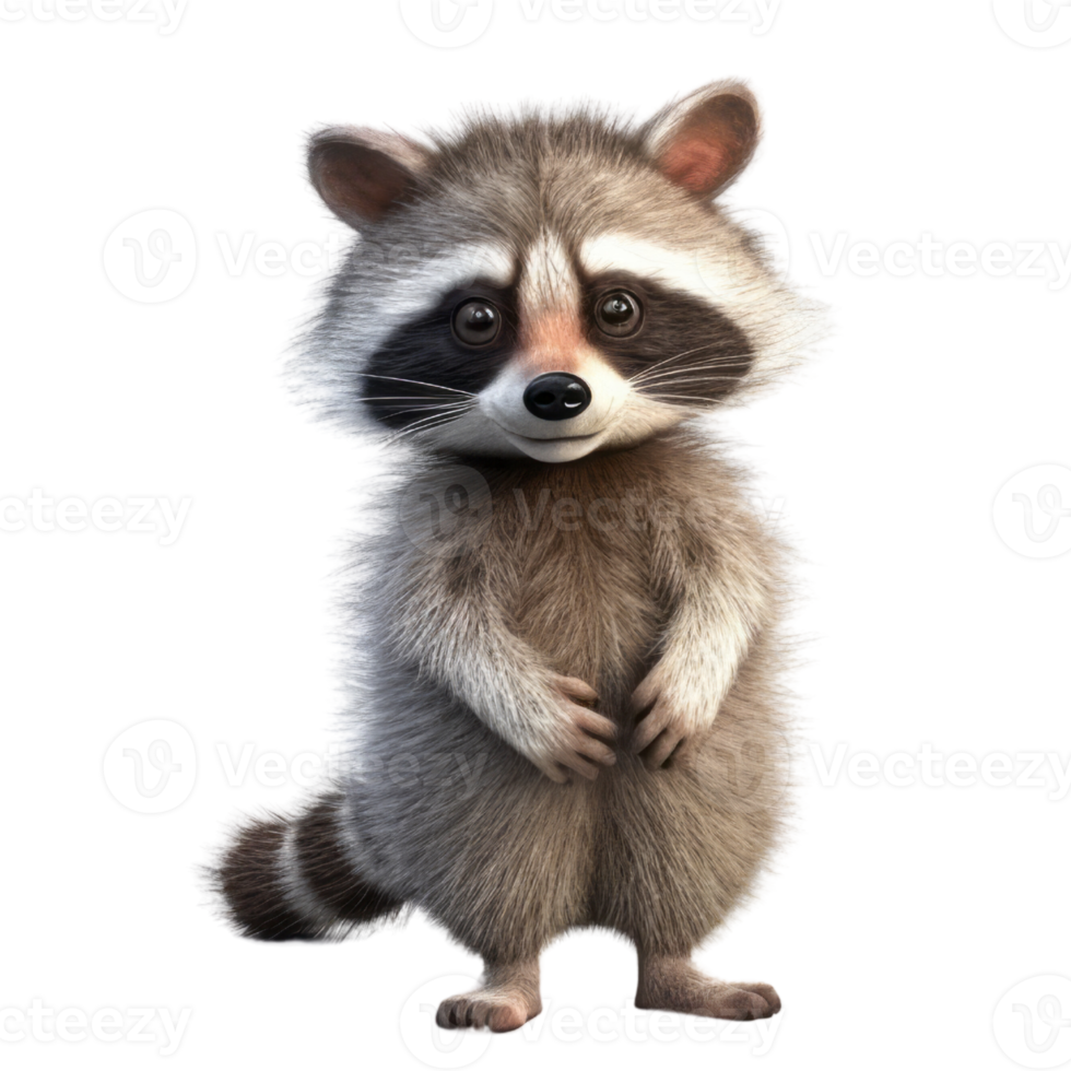 Illustration painting of cute raccoon isolated transparent background, Digital art, , png