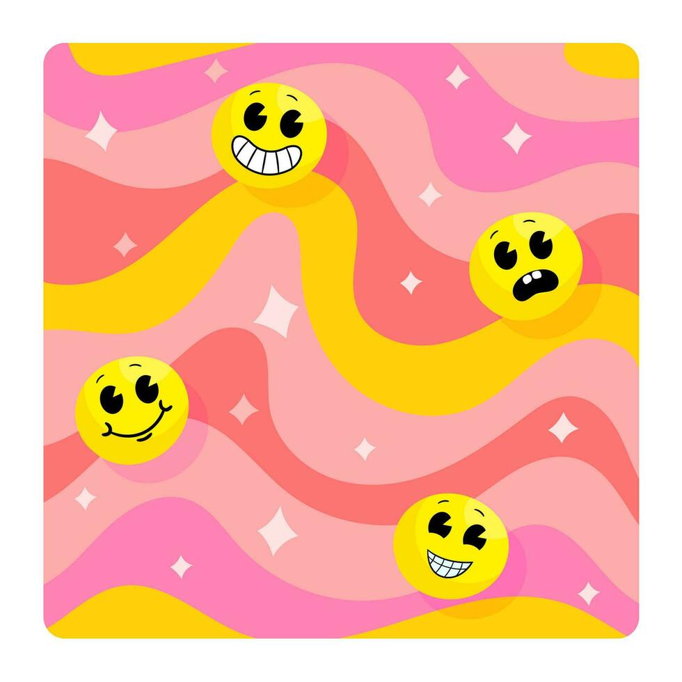 Retro Good Vibes summer Illustration with Sun Waves vector