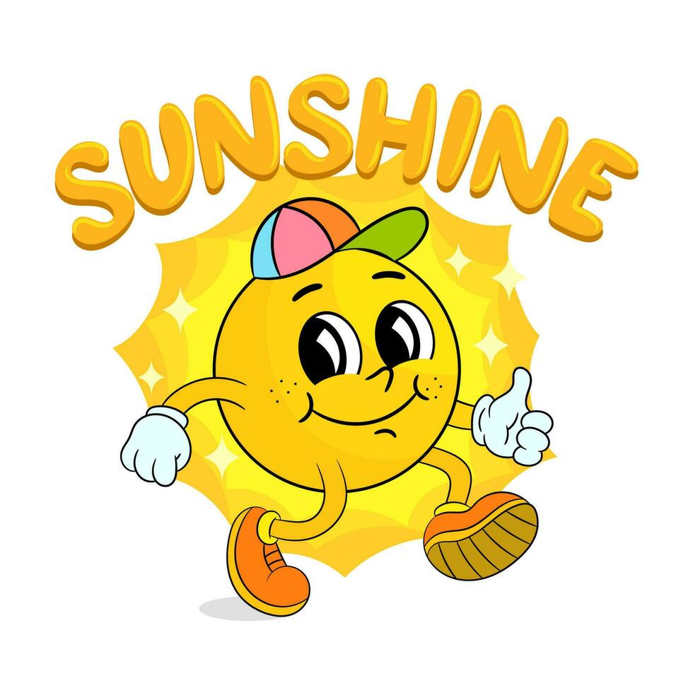 Sun Cartoon happy face. Sun character. vector