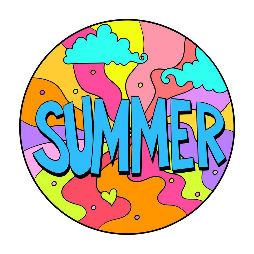 Retro Good Vibes summer Illustration with Sun Waves vector