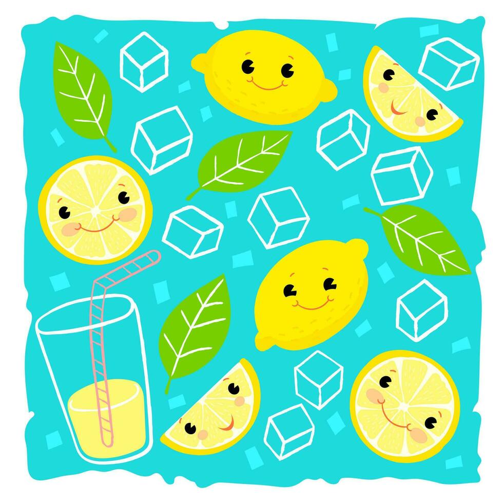 hielo frío limonada divertido. limonada signo. ilustración vector