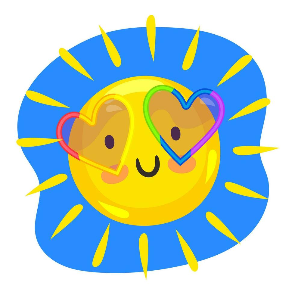 Sun Cartoon happy face. Sun character. vector