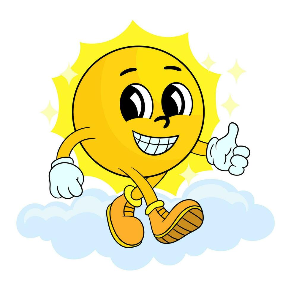 Sun Cartoon happy face. Sun character. vector