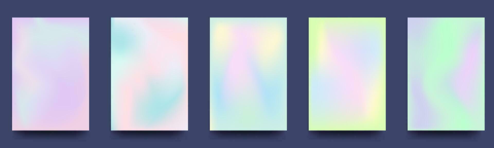 Set of abstract gradient backgrounds. Cover template in minimalist style with shapes, colorful and vibrant colors. The modern wallpaper design is perfect for social media. Vector