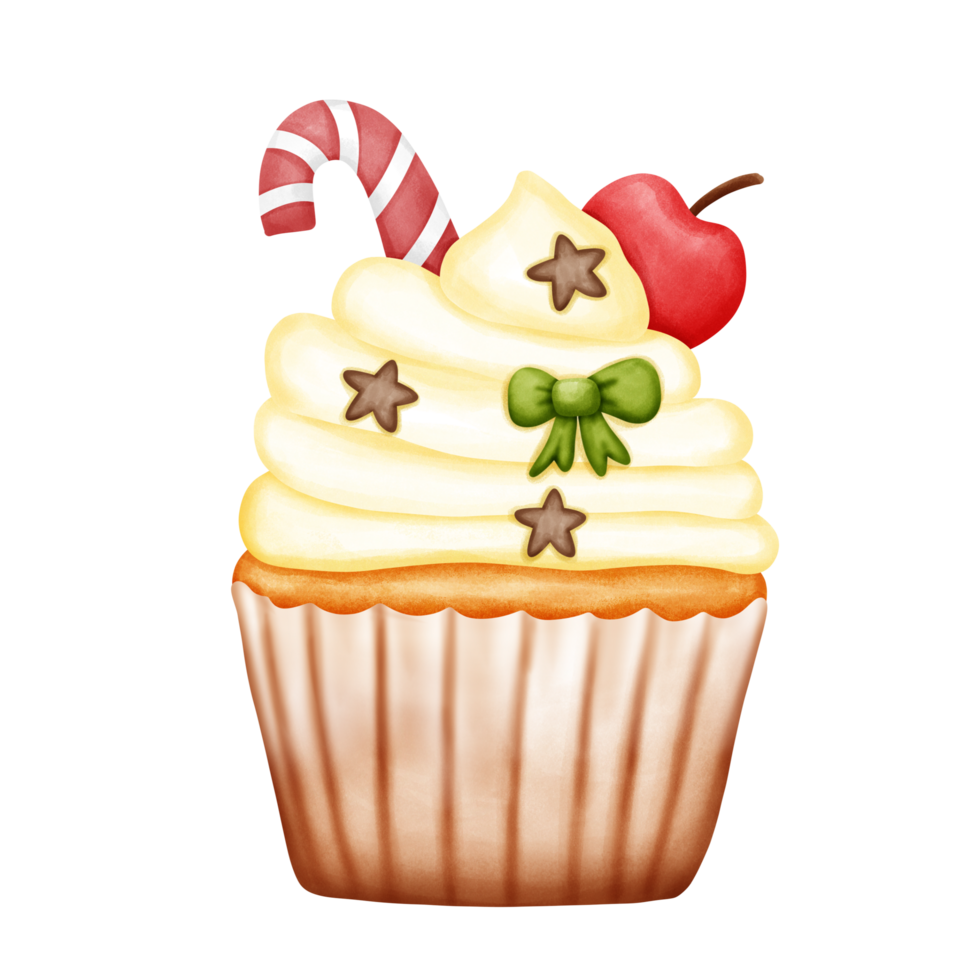 Natale cupcakes elemento. acquerello illustrazione design. png