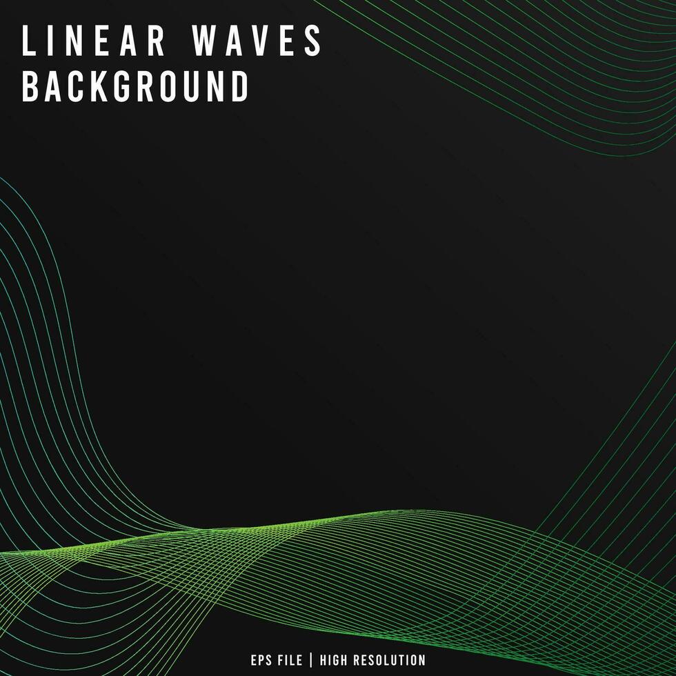 Green Gradient Linear Waves on Dark Background vector