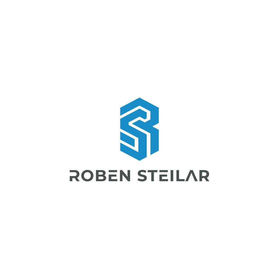 Abstract initial letter RS or SR logo in blue color isolated in white background. Initial RS Logo monogram with hexagon shape style design template isolated on blue color. Blue hexagon letter RS logo. vector