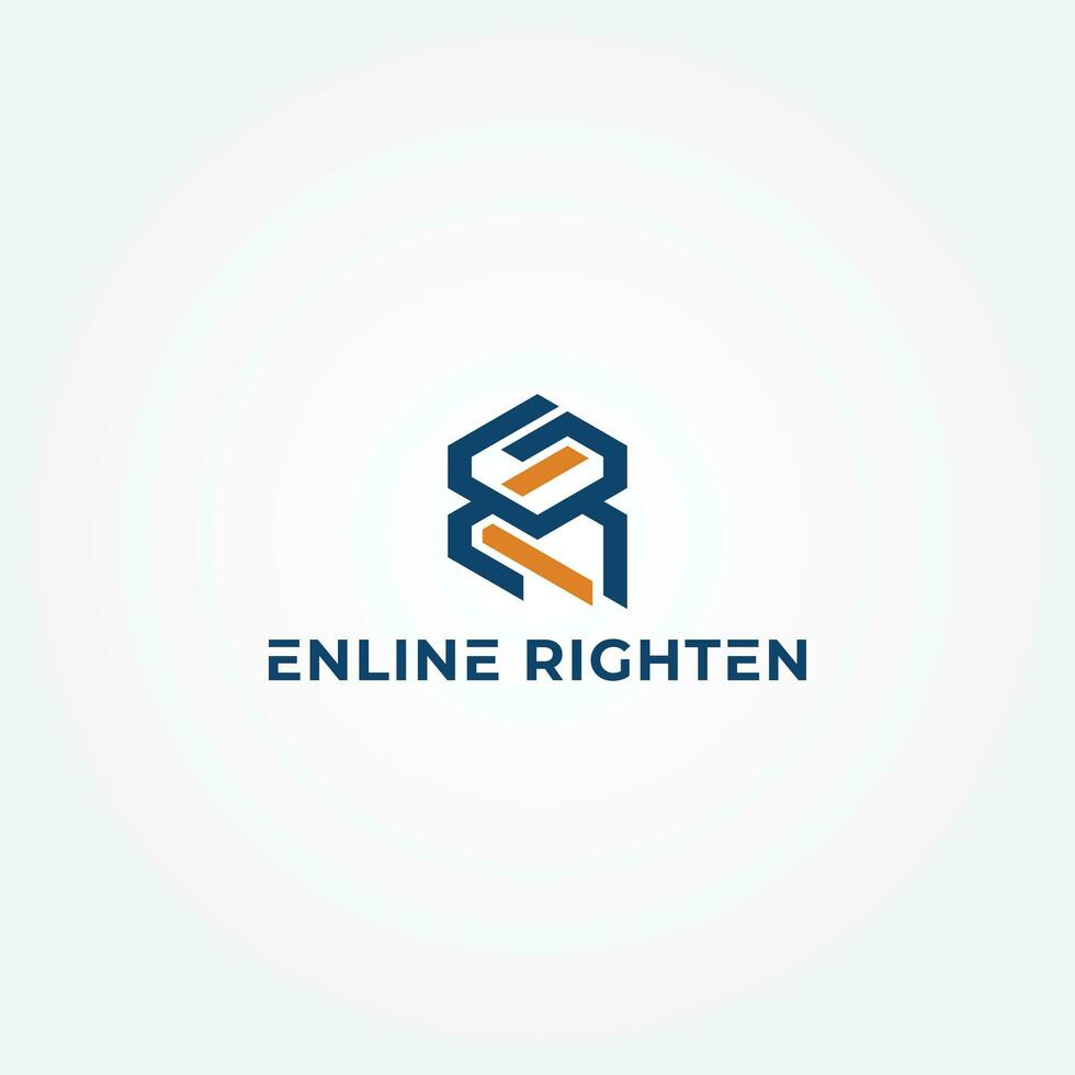 Abstract initial letter ER or RE logo in blue color isolated in white background. Modern hexagon letter ec or ce logo design concept. Blue hexagon letter ER logo for education consulting logo. vector