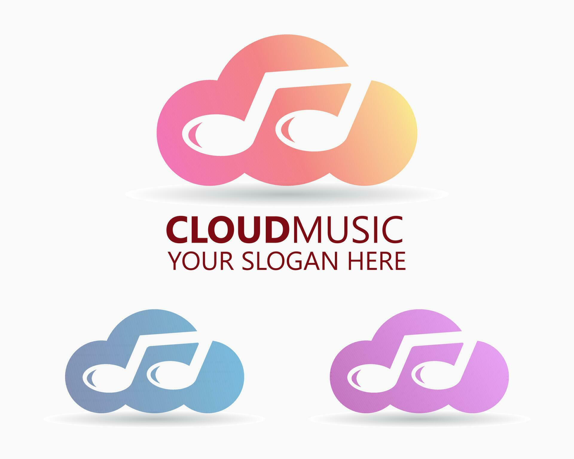 cloud music logo design template. cloud and music illustration vector