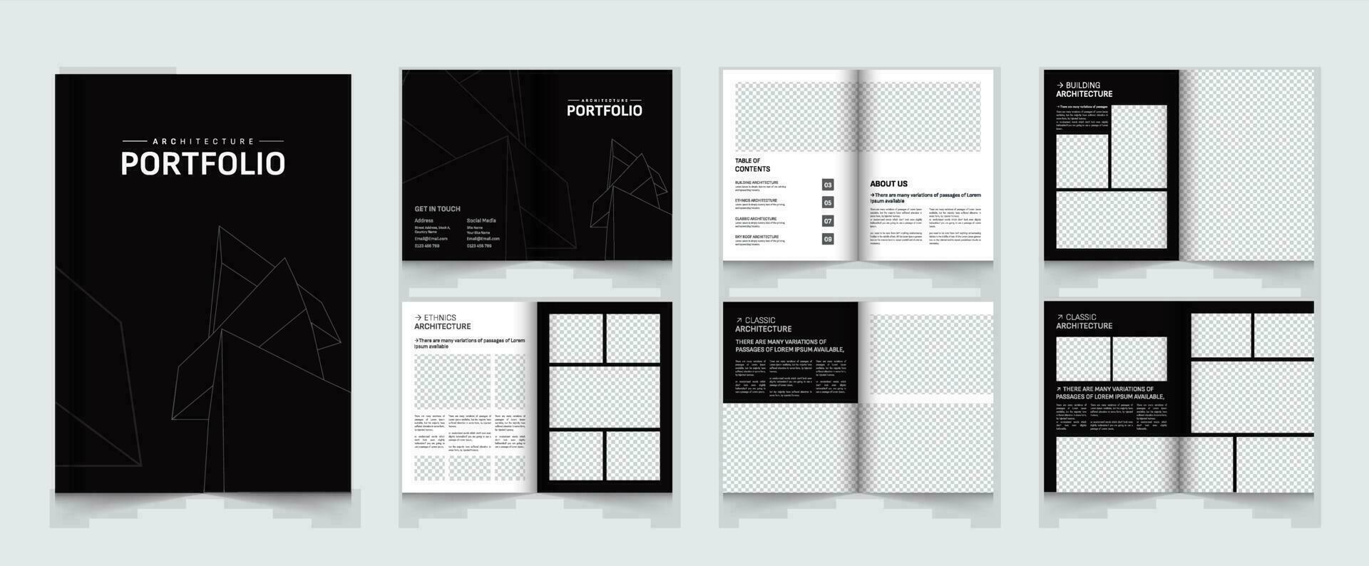 Architecture and interior portfolio or portfolio template design vector