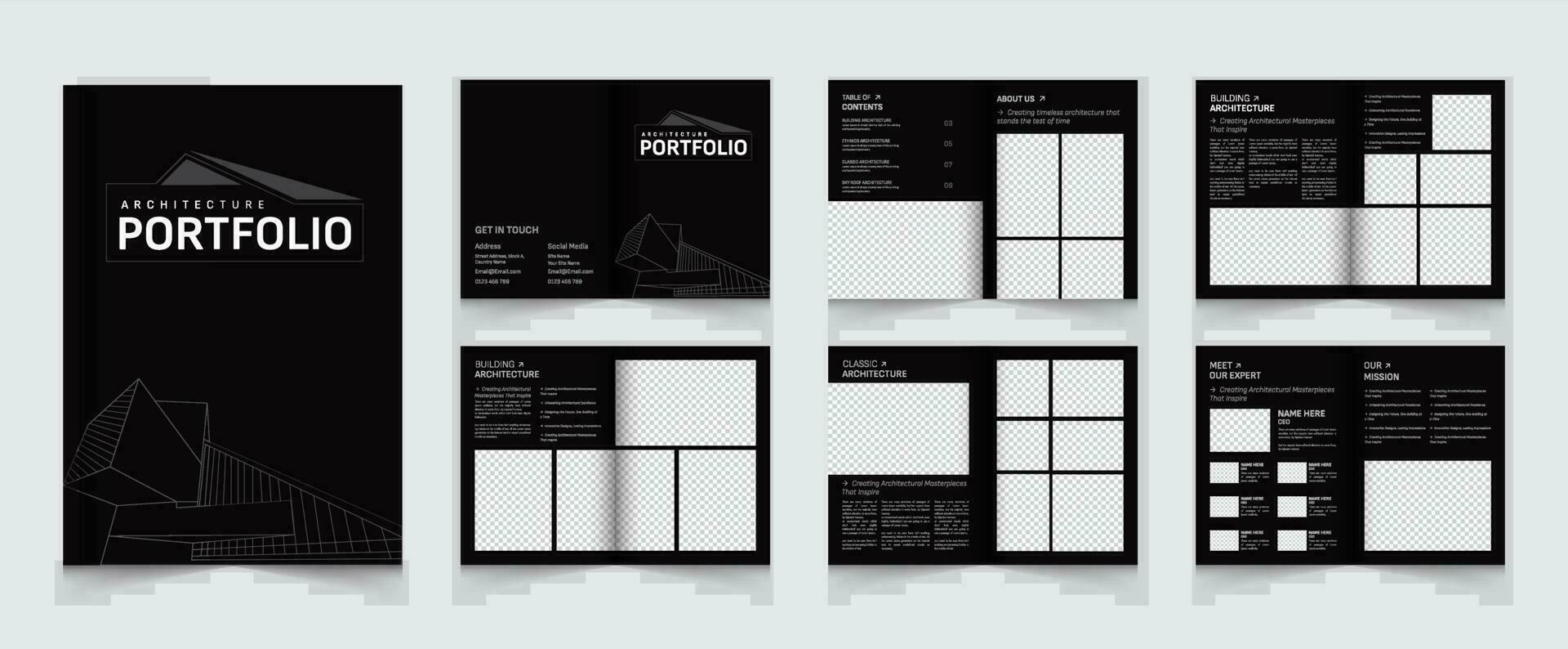 Architecture Portfolio Layout Template or Interior Portfolio Design vector
