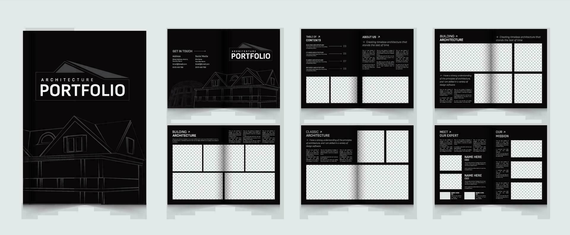 Architecture and interior portfolio or portfolio template design vector