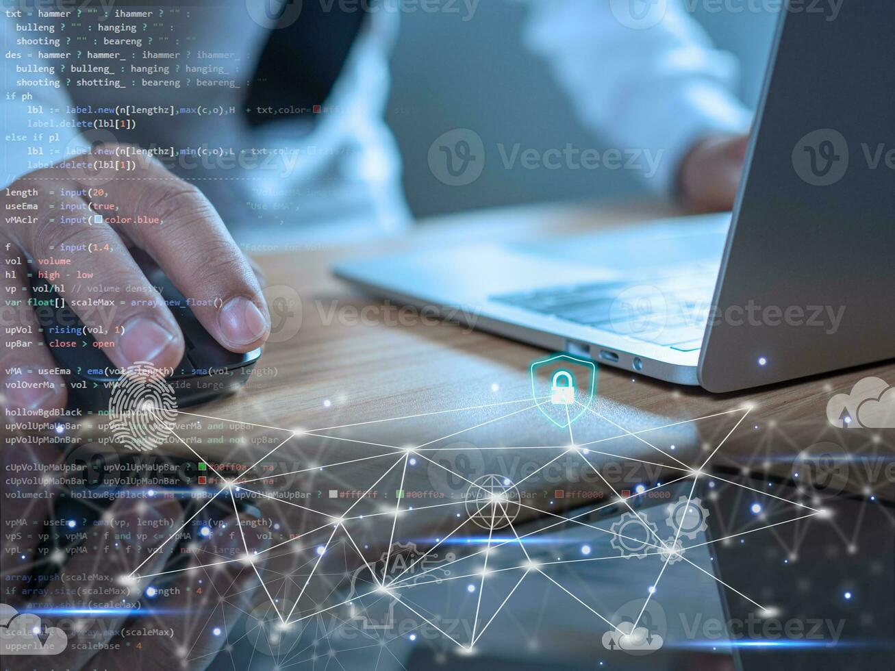 businessman working on computer. business concept, communication technology concept, netwoork connection concept. photo