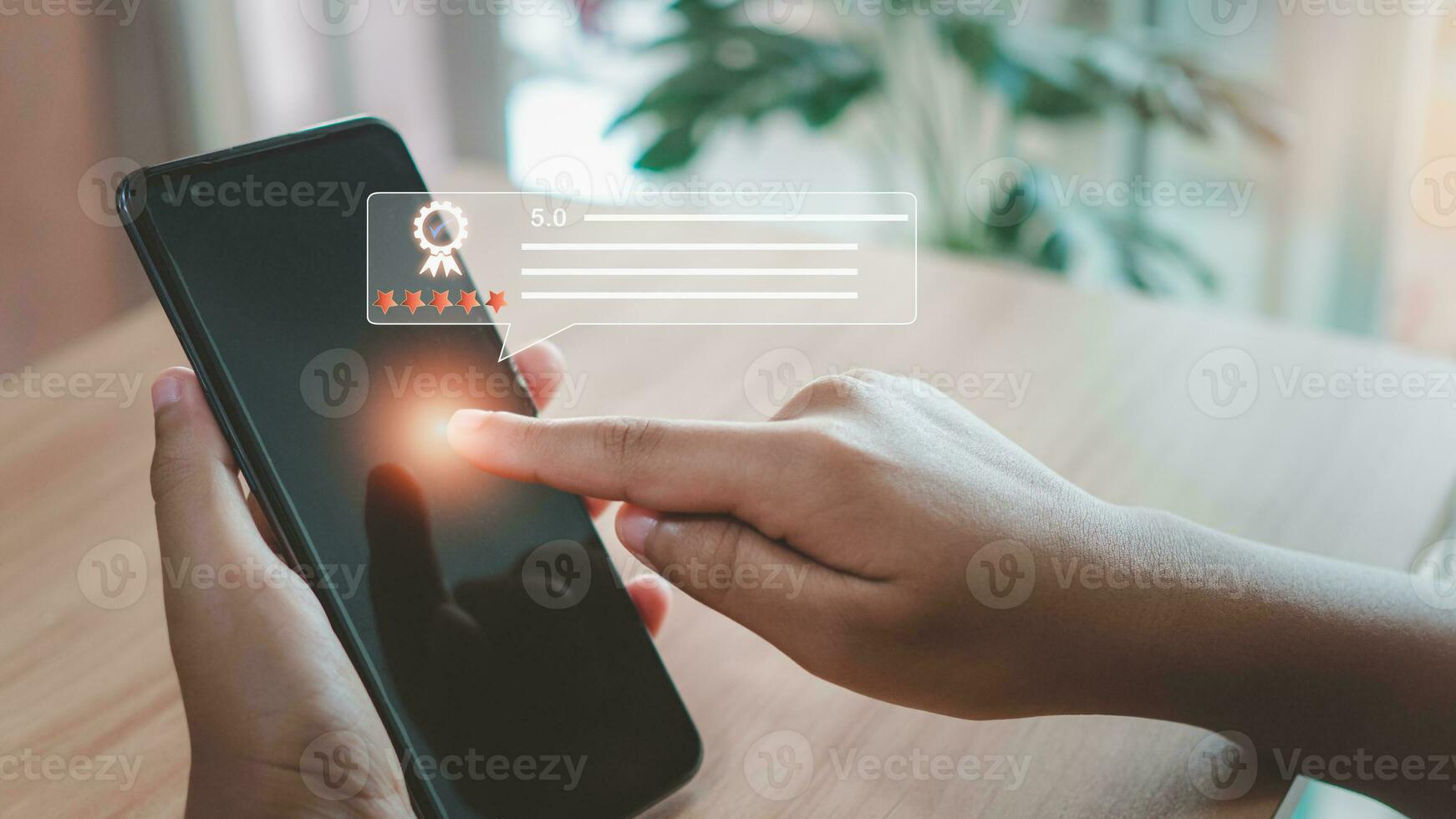 Customer Satisfaction Survey concept. service experience rating online application, customer evaluation product service quality, satisfaction feedback review, very good quality most. photo