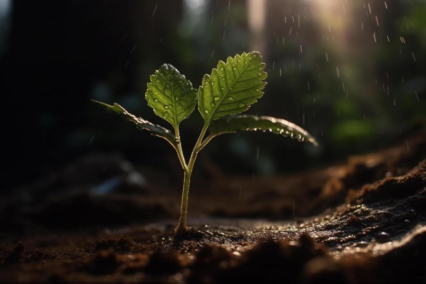 Green seedling illustrating concept of new life and eco-friendly development photo