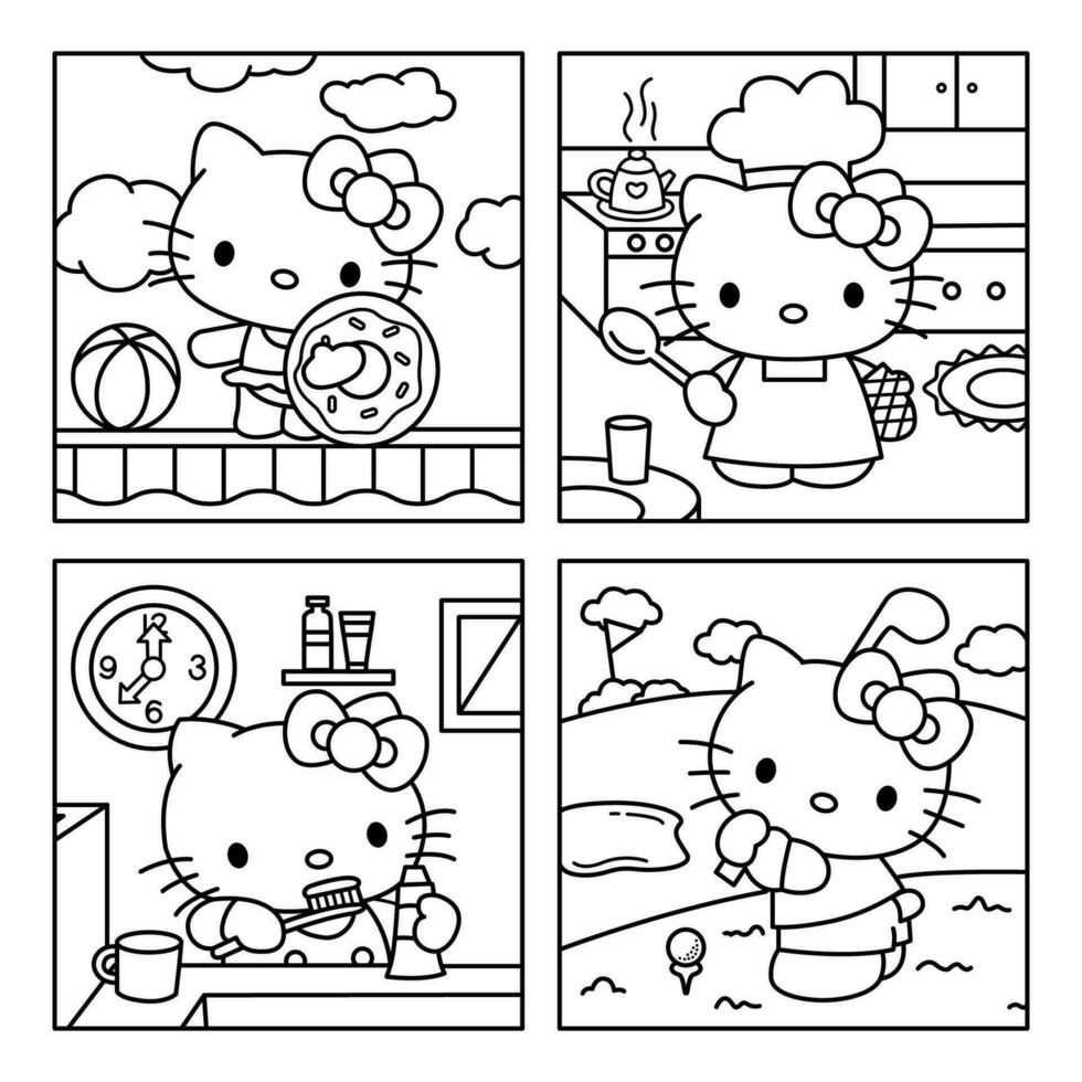 Hello Coloring Book: Mindfulness Premium Kitty Adorable And
