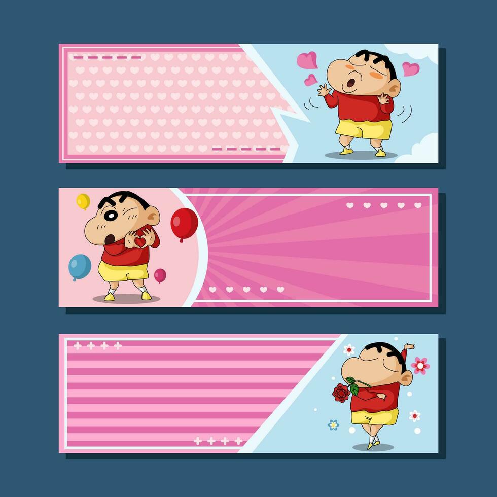 Cute Boy Horizontal Banner vector