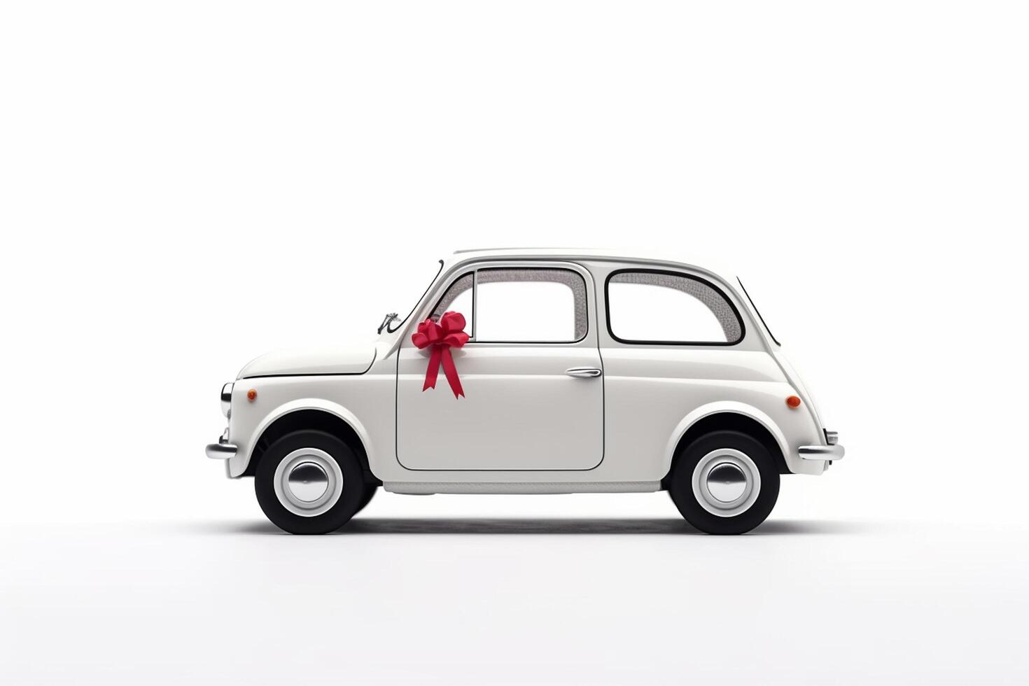 Cute Retro car on White background. 3d render illustration. photo