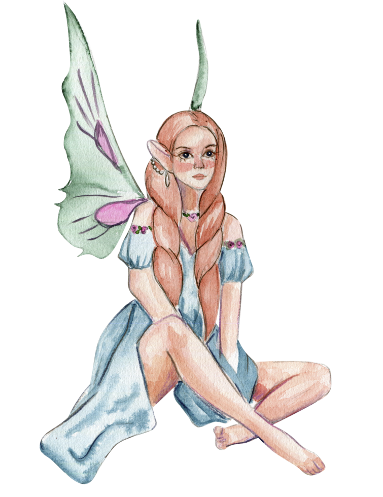 Forest fairy girl with magic wings. png