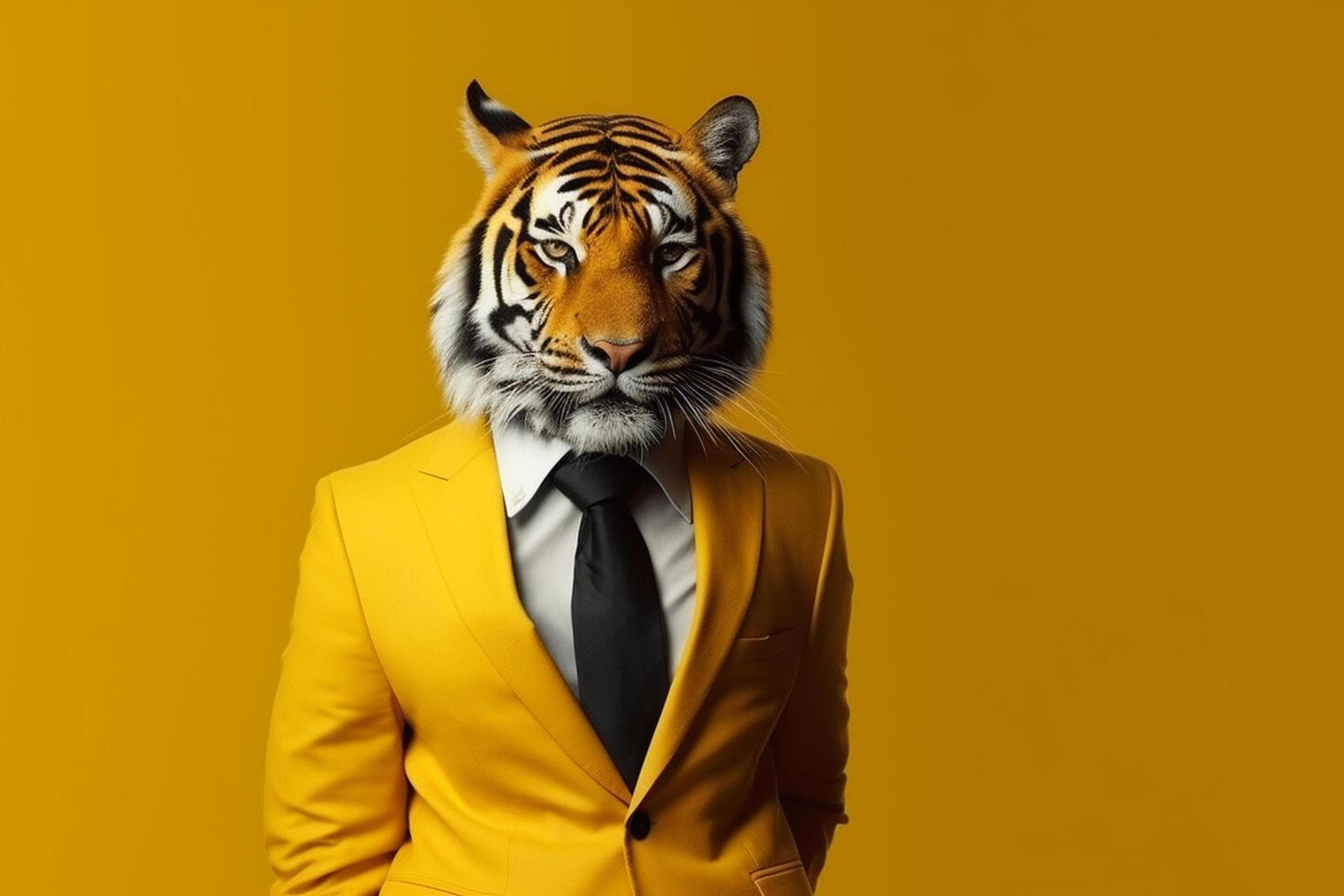 Portrait of a tiger in a business suit on a isolated background photo