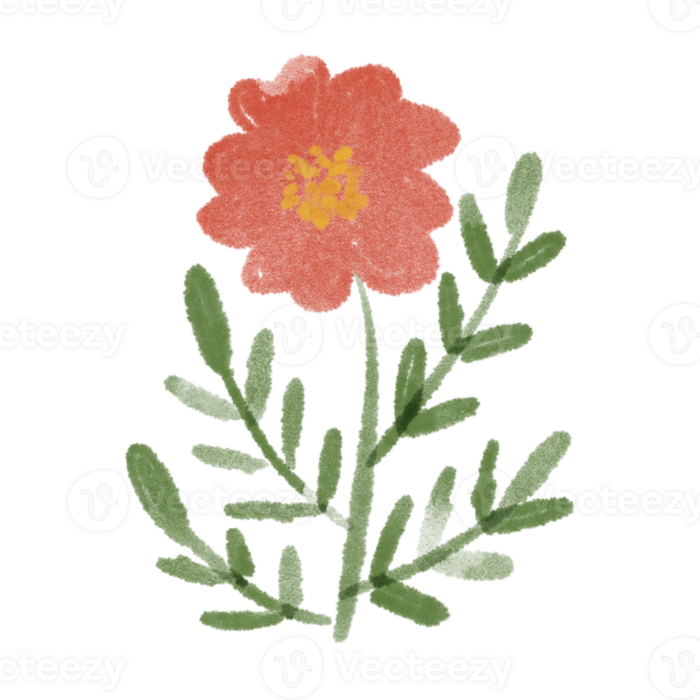 Red Flower Doodle Art png
