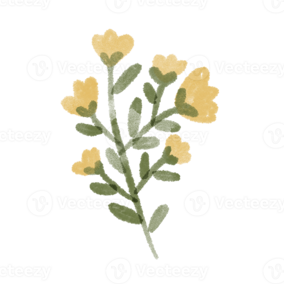 Yellow Floral Doodle Art png