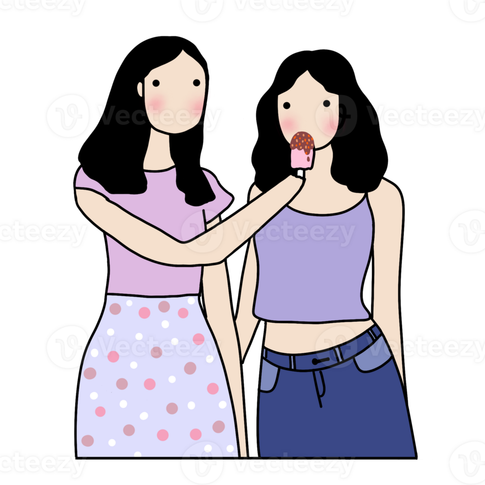 Best Buddy with Icecream A Girl doodle art png