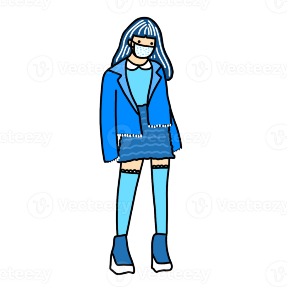 Blue A Girl doodle art png