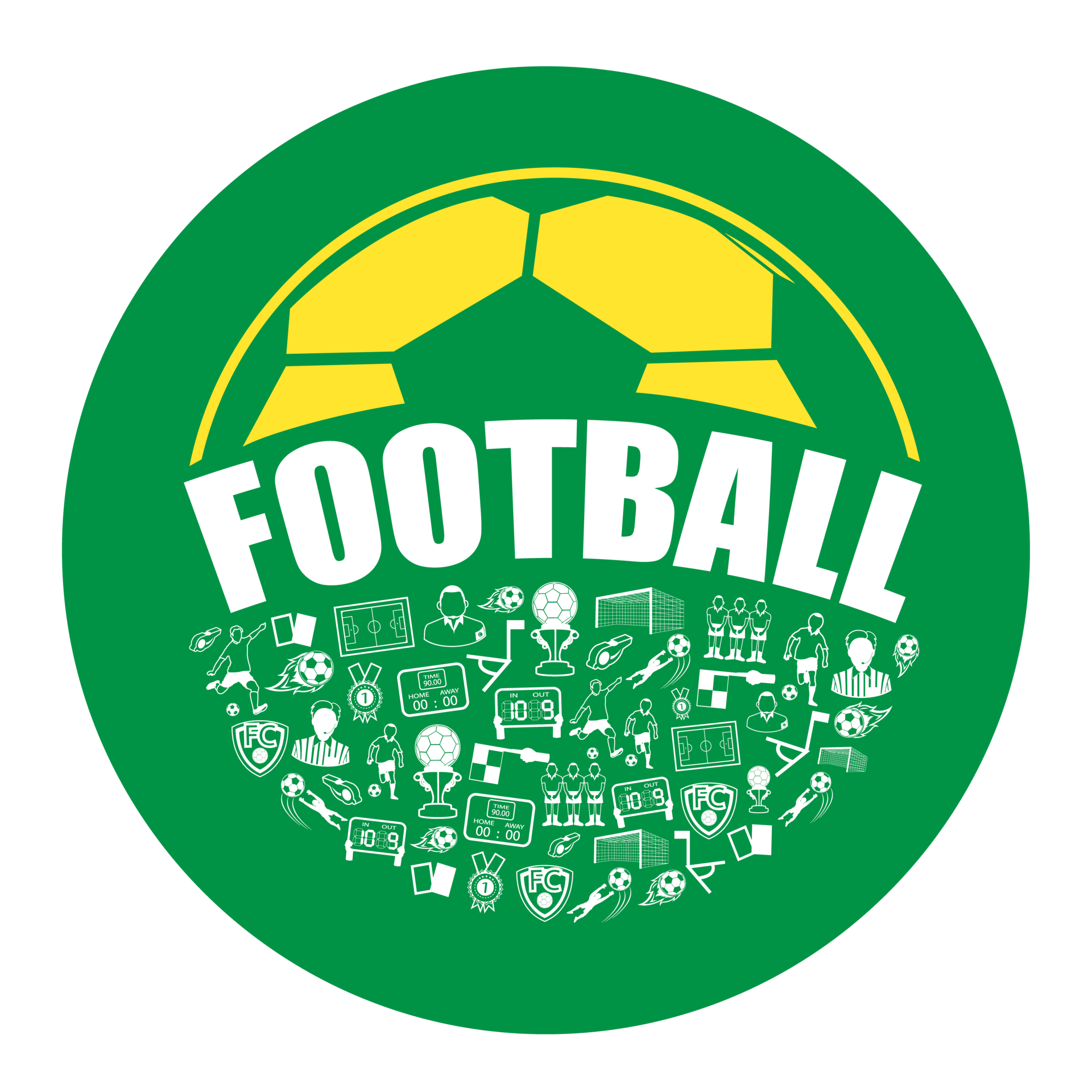 Illustration of Football icons or symbol set.Football learning concept