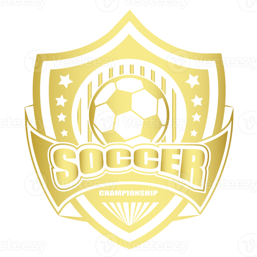 ilustração do logotipo ou símbolo de futebol dourado png