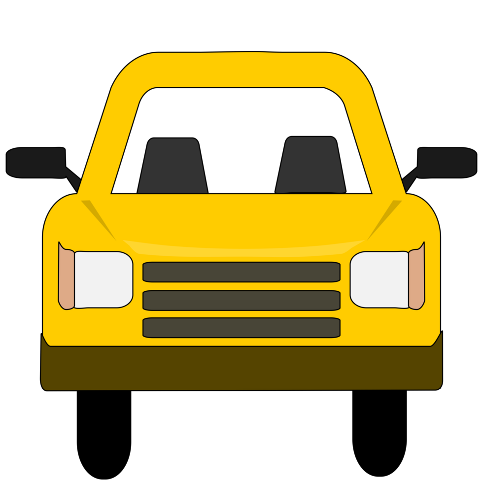 Yellow color car on transparent background. PNG Illustration.