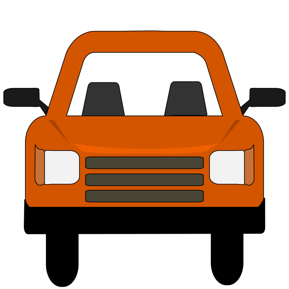 Orange color car on transparent background. PNG Illustration.