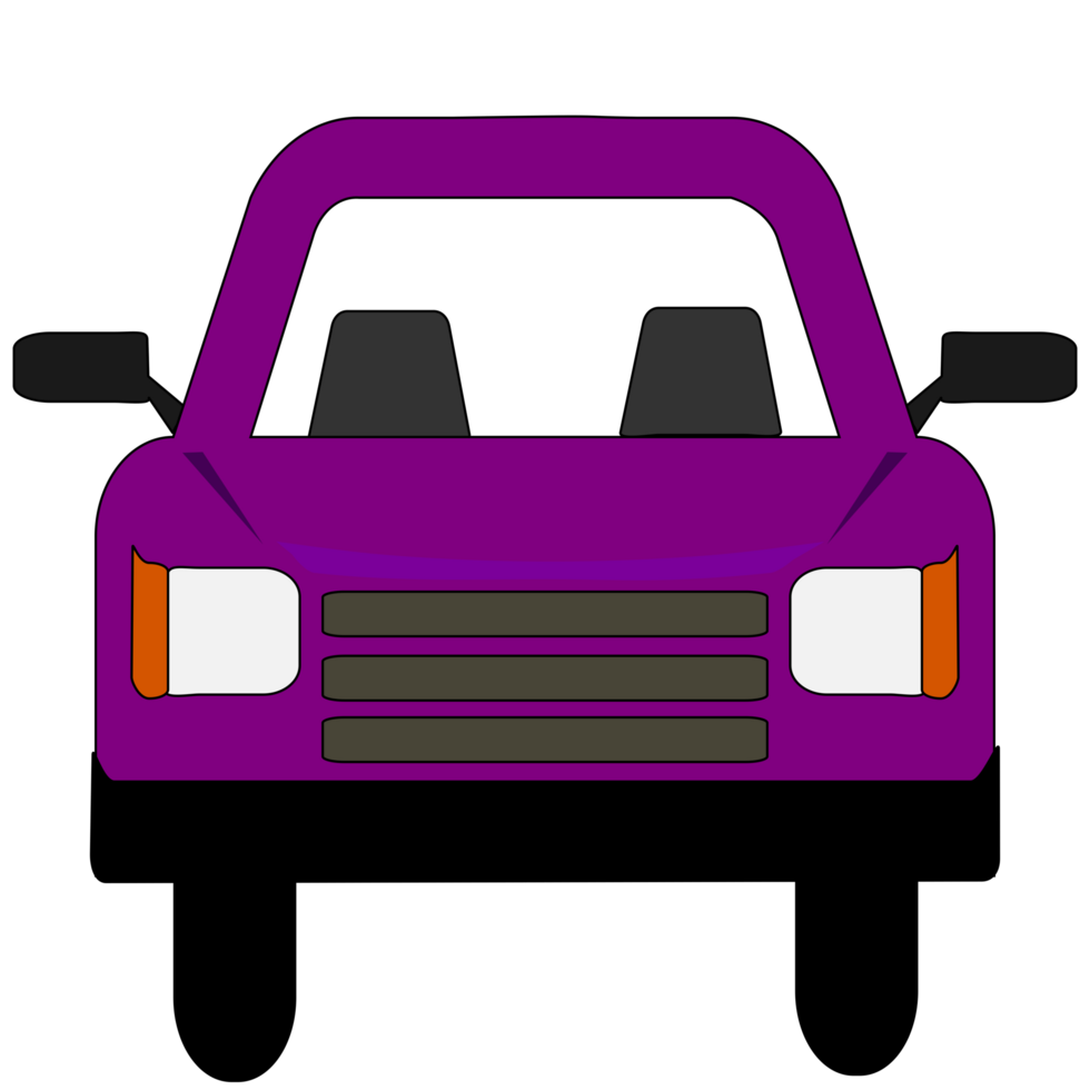 Deep purple color car on transparent background. PNG Illustration.