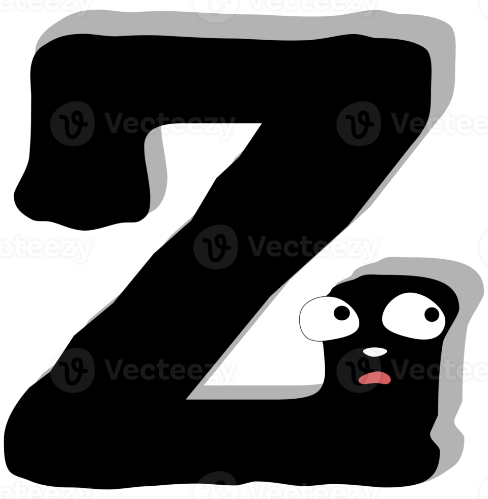 Ghost face scary. Z capital letter. Alphabet doodle design concept. PNG Illustration.