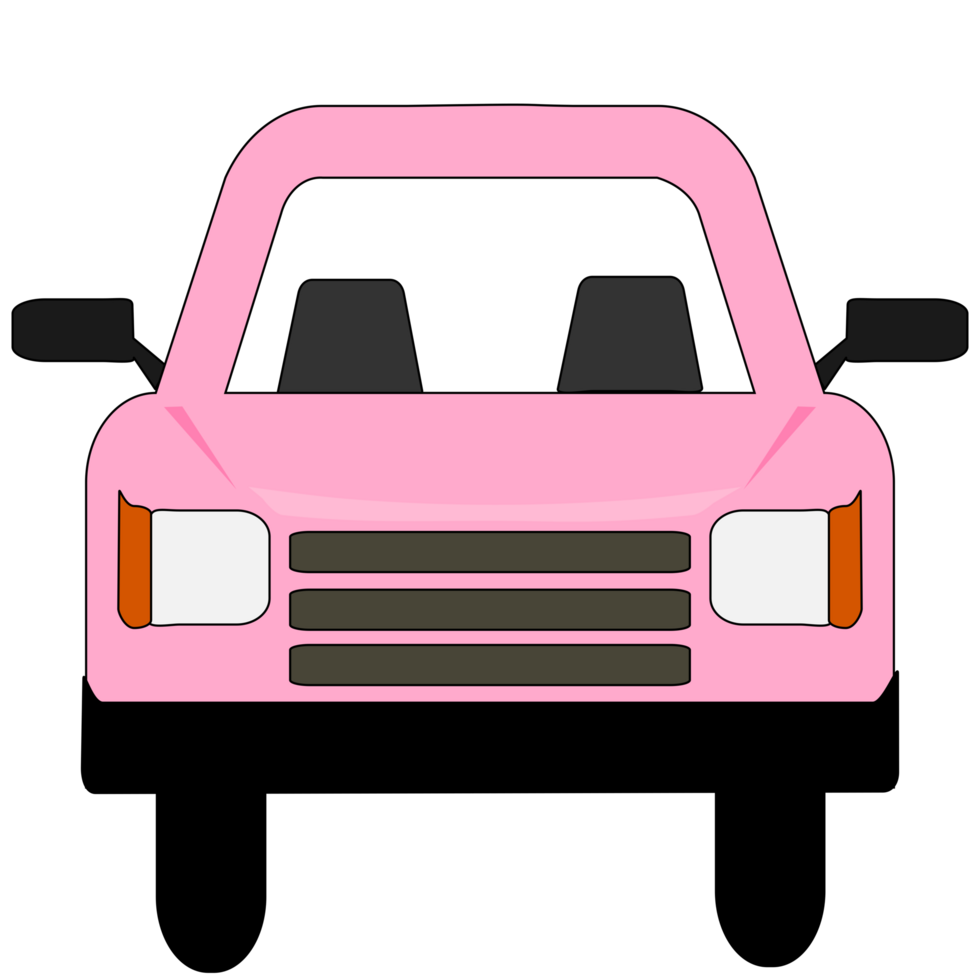 Pink color car on transparent background. PNG Illustration.