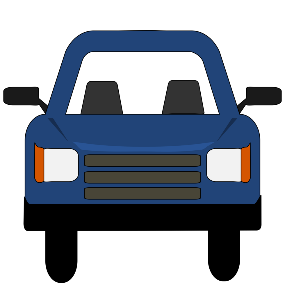 Deep blue color car on transparent background. PNG Illustration.